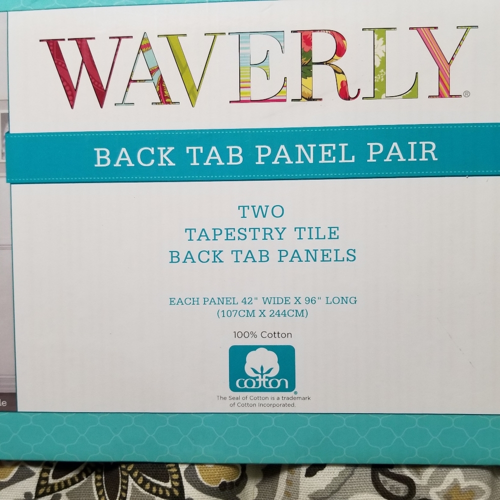 Waverly Tapestry Tile Back Tab Panel Pair